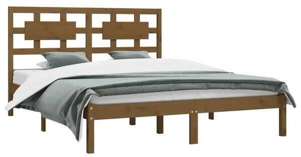 Sosnowe podwójne łóżko miodowy brąz 160x200 - Satori 6X