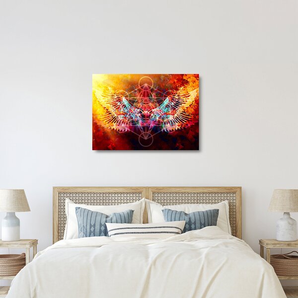Obraz na szkle - Merkaba ze skrzydłami, abstrakcja (70x50 cm)