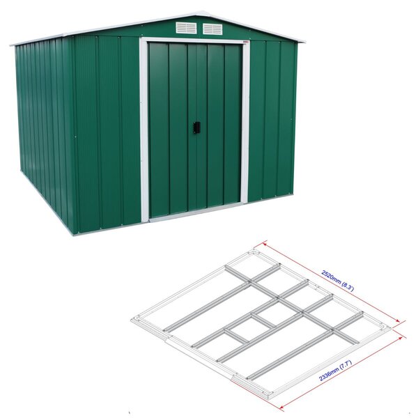 Titan Eco XL Domek ogrodowy 6,3 m² + profile podłogowe, zielony DURAMAX 60161 + 57112