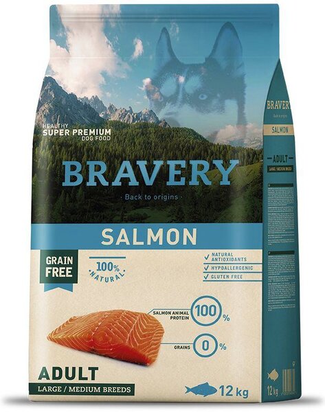 Dog ADULT large/medium Karma dla psów 4kg - łosoś BRAVERY 1003515