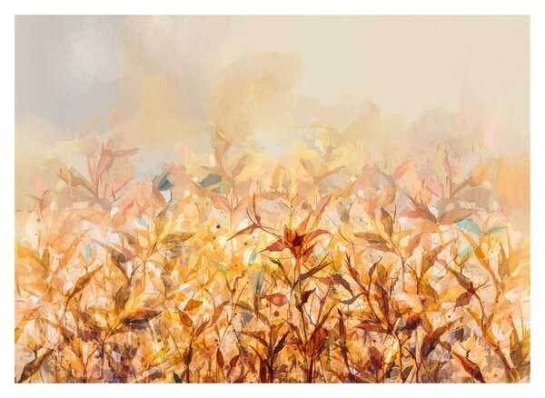 Obraz na szkle - Liście w jesiennych kolorach, obraz olejny (70x50 cm)