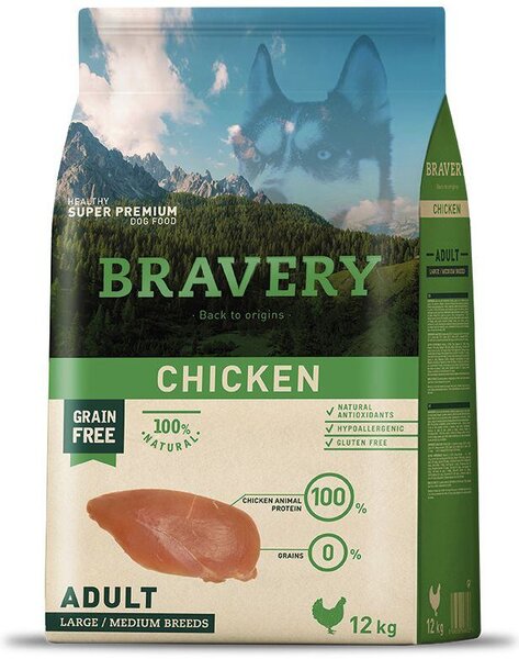 Dog ADULT large/medium Karma dla psów 4kg - kurczak BRAVERY 1003503