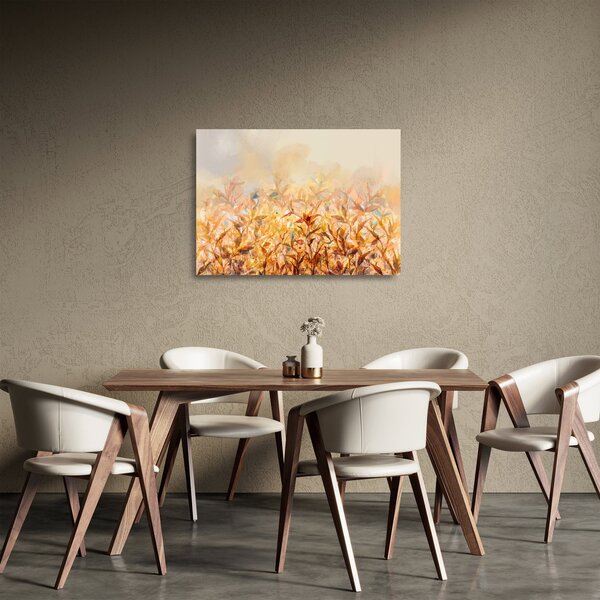 Obraz na szkle - Liście w jesiennych kolorach, obraz olejny (70x50 cm)