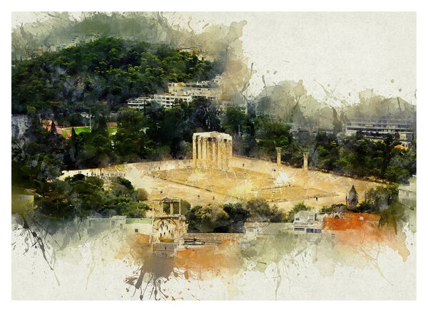 Obraz na szkle - Świątynia Zeusa, Ateny, Grecja (70x50 cm)