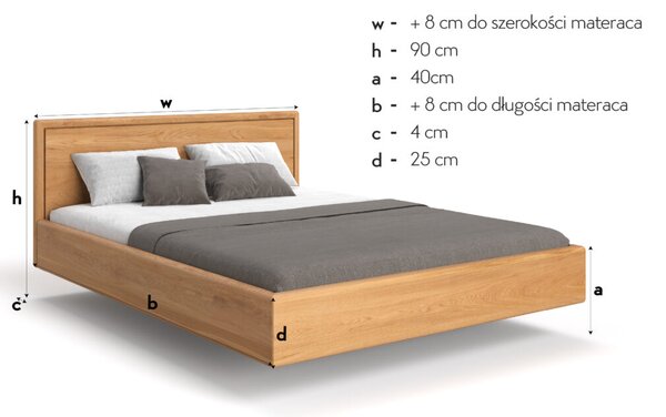 Łóżko lewitujące Linea z litego drewna Olcha 140x200 cm Danzz