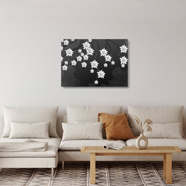Obraz na szkle - Kwiaty na gałęziach (70x50 cm)