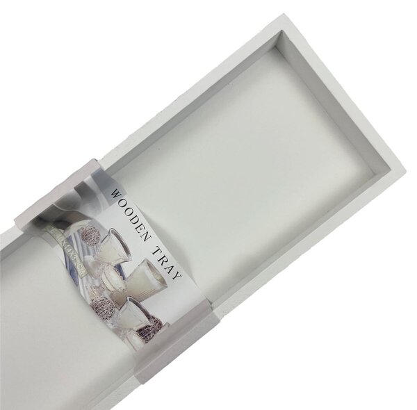 Taca prostokątna drewniana biała 40 x 14 cm Prodex 670700