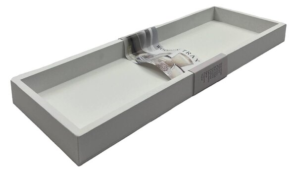 Taca prostokątna drewniana biała 40 x 14 cm Prodex 670700