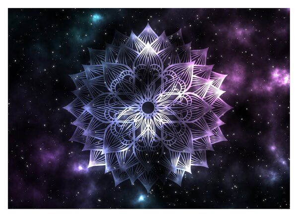 Obraz na szkle - Mandala lotosu w kosmosie (70x50 cm)