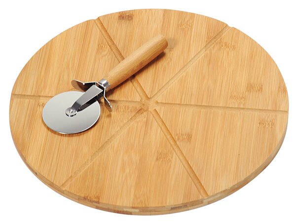 Deska i krajalnica do pizzy, ø 32 cm, bambus KESPER 58462