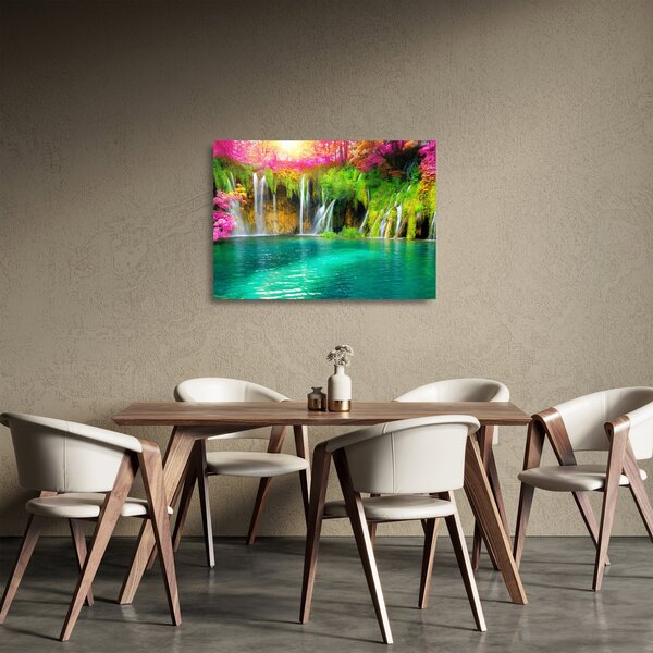 Obraz na szkle - Wodospad, Jeziora Plitwickie, Chorwacja (70x50 cm)