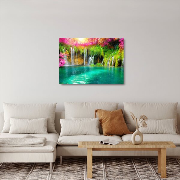 Obraz na szkle - Wodospad, Jeziora Plitwickie, Chorwacja (70x50 cm)