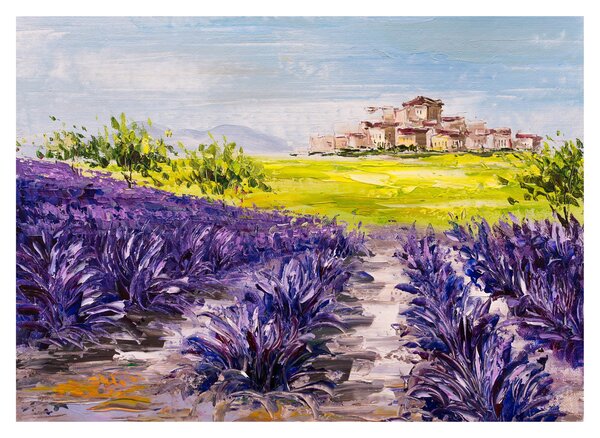 Obraz na szkle - Prowansja, Francja, malarstwo olejne (70x50 cm)