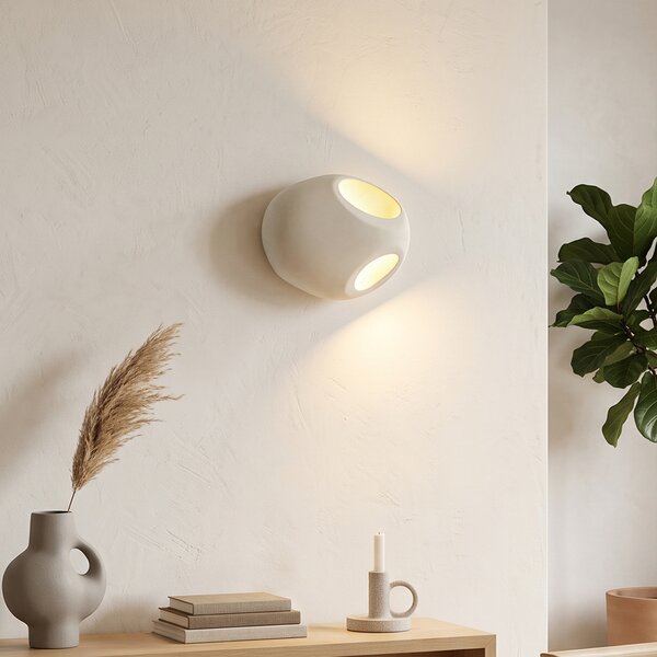 Lampa ścienna Japandi kremowa okrągła 28cm - Pietra