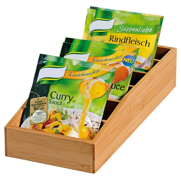 Uniwersalny organizer, 6 przegródek, 15 x 7 x 35 cm, bambus KESPER 70822