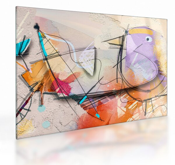 Obraz na szkle - Abstrakcja, ptaszek (70x50 cm)