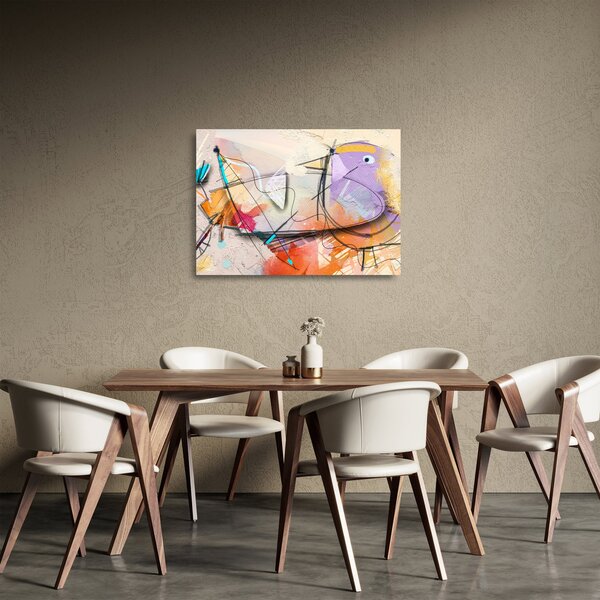 Obraz na szkle - Abstrakcja, ptaszek (70x50 cm)