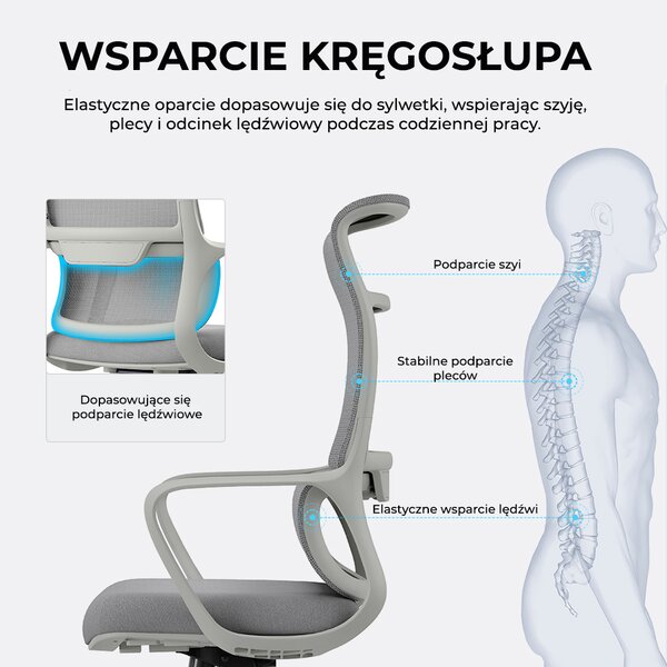 Fotel ergonomiczny ANGEL biurowy obrotowy mOja szary