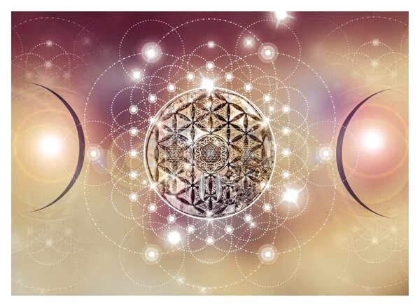 Obraz na szkle - Mandala z elementami (70x50 cm)