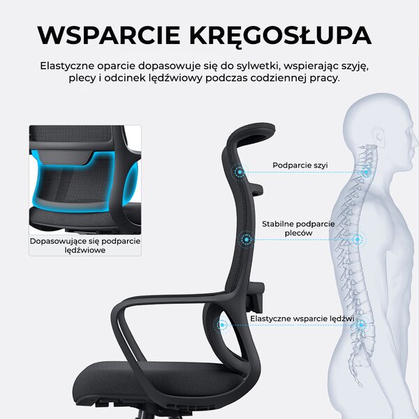 Fotel ergonomiczny ANGEL biurowy obrotowy mOja czarny