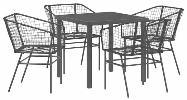 Zestaw Mebli Ogrodowych Komplet Jadalniany 5-Częściowy Czarny Rattan Na Taras Balkon Ogród