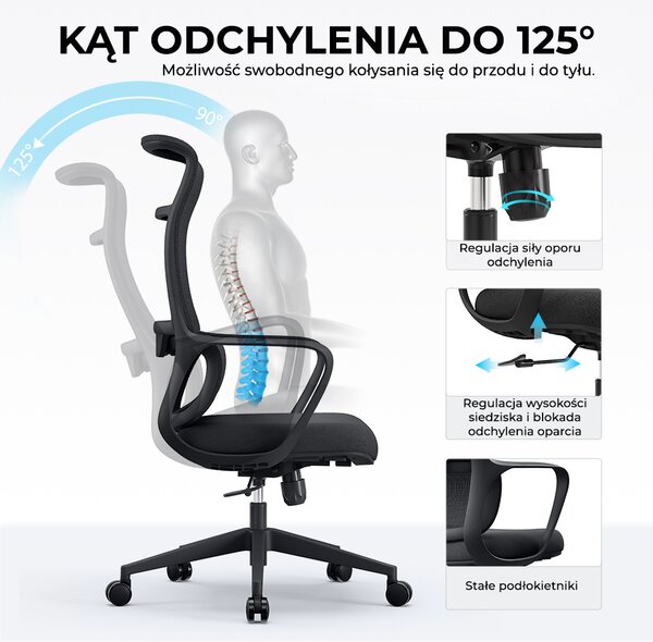 Fotel ergonomiczny ANGEL biurowy obrotowy mOja czarny