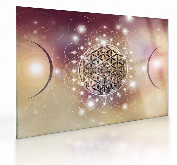 Obraz na szkle - Mandala z elementami (70x50 cm)