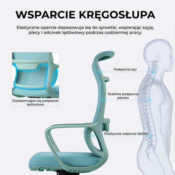 Fotel ergonomiczny ANGEL biurowy obrotowy mOja miętowy