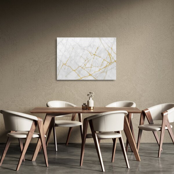 Obraz na szkle - Biało - złoty marmur (70x50 cm)