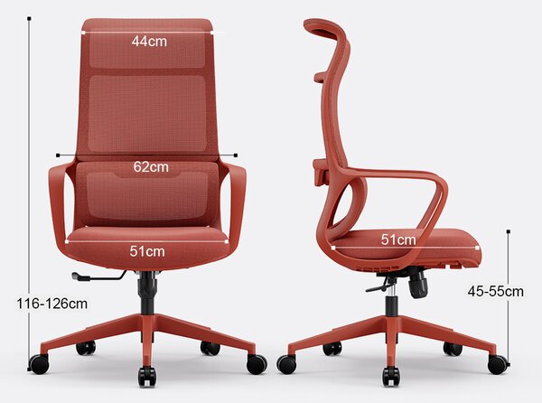 Fotel ergonomiczny ANGEL biurowy obrotowy mOja czerwony