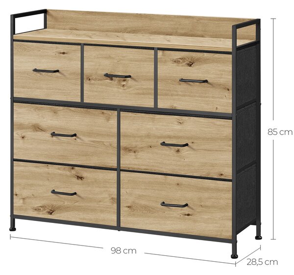 Komoda z tekstylnymi szufladami ALESIA 98x85 cm, dąb artisan