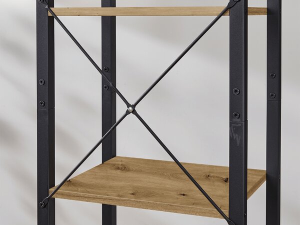 Regał z metalową konstrukcją TAYLOR 6 półek, dąb artisan