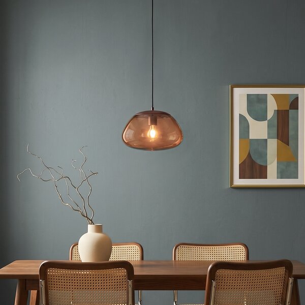 Lampa wisząca retro brązowa z brązowym szkłem - Giselle