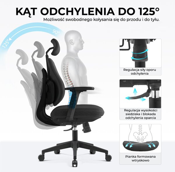 Fotel ergonomiczny ANGEL biurowy obrotowy Stelio Plus