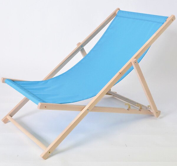 Bahama Polyester Leżak drewniany naturalny, niebieski ROJAPLAST 23210/13