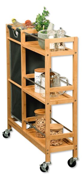 Półka na kółkach z koszykiem na butelki, 78 x 20 x 68 cm, bambus KESPER 24857