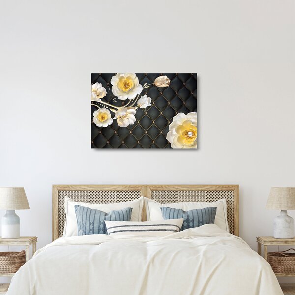 Obraz na szkle białych kwiatów róży (70x50 cm)