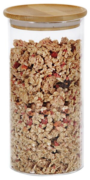 Pojemnik do przechowywania, Ø 10 cm, 1200 ml, szkło/bambus KESPER 38010