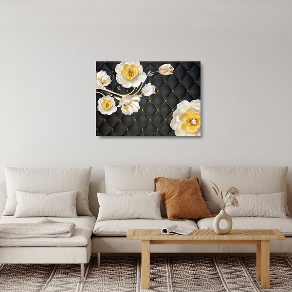 Obraz na szkle białych kwiatów róży (70x50 cm)