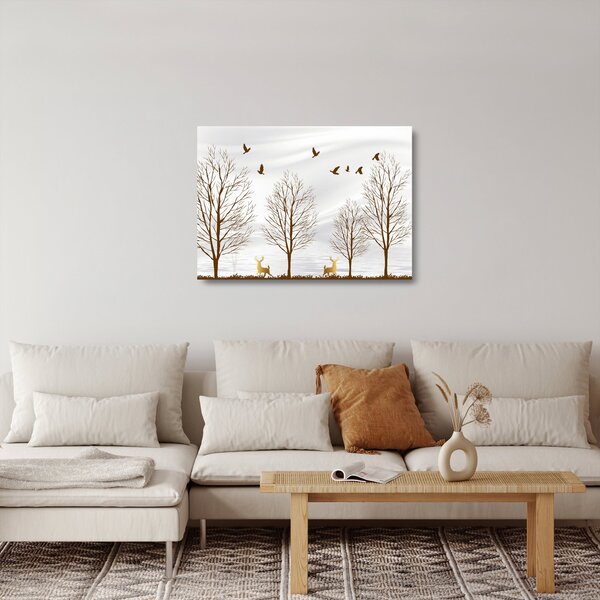Obraz na szkle - Jeleń przed rzeką (70x50 cm)