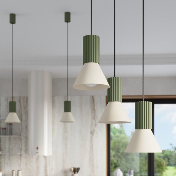 Zielona metalowa lampa wisząca ø 30 cm Niru – Sollux