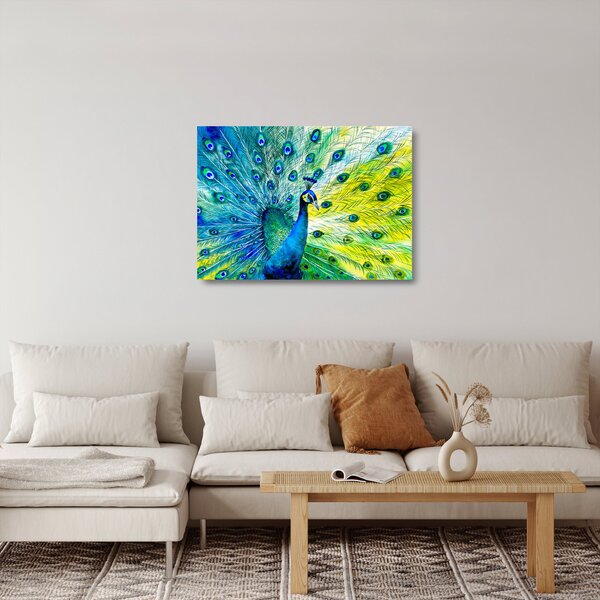 Obraz na szkle pawia (70x50 cm)