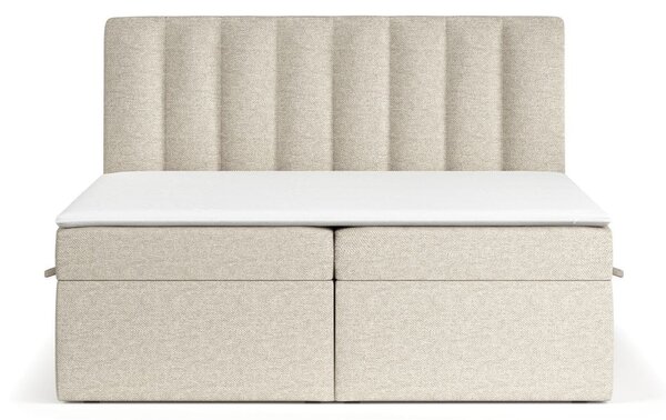 Beżowe łóżko boxspring ze schowkiem 140x200 cm Novento – Maison de Rêve