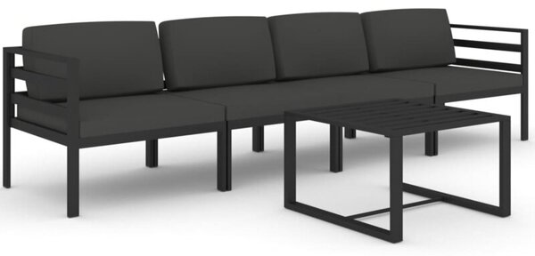 Zestaw Mebli Ogrodowych Komplet Wypoczynkowy Z Poduszkami 5-Częściowy Antracytowy Aluminium Na Taras Balkon Ogród