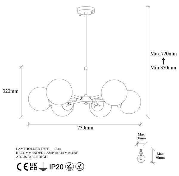 Biała/w kolorze mosiądzu lampa wisząca ze szklanym kloszem ø 73 cm Akkas – Opviq lights