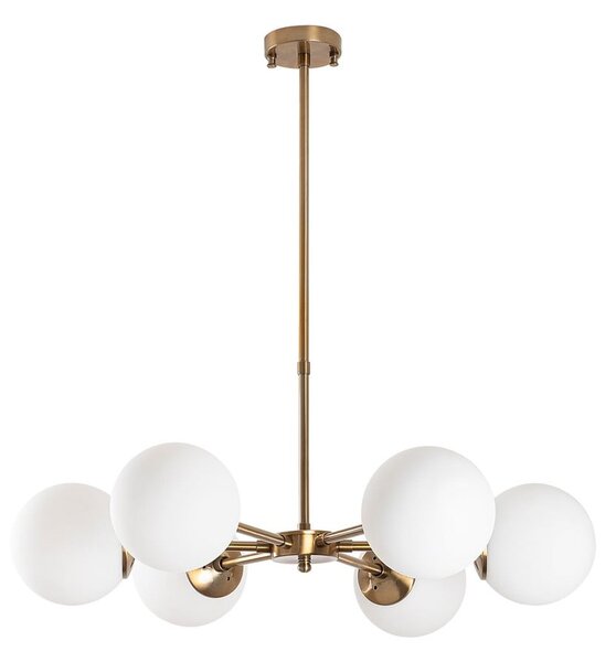Biała/w kolorze mosiądzu lampa wisząca ze szklanym kloszem ø 73 cm Akkas – Opviq lights