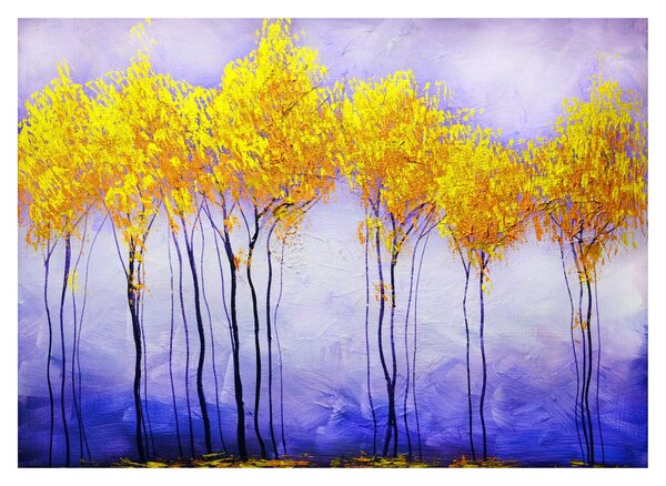 Obraz na szkle żółtych drzew (70x50 cm)