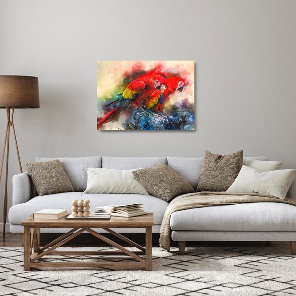 Obraz na szkle czerwonych papug Ara (70x50 cm)