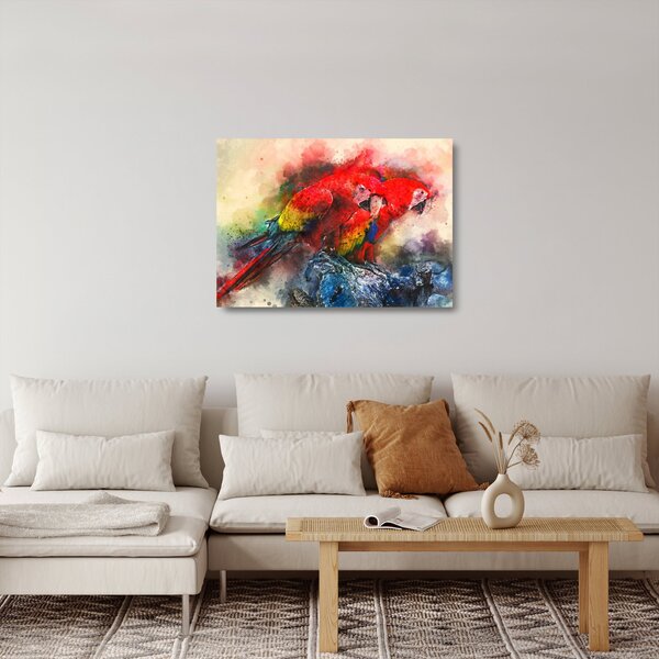 Obraz na szkle czerwonych papug Ara (70x50 cm)
