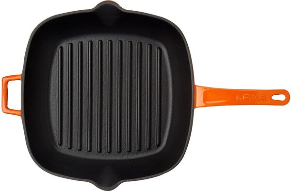 Patelnia grillowa 26 x 26 cm, żeliwna, pomarańczowa LAVA METAL LVPGT2626K0OR